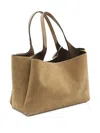 Tod's Suede Leather Shopping Bag In Neutral