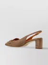 Tod's Suede Leather Slingback Block Heel Pumps