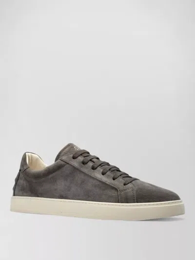 Tod's Suede Leather Sneakers Round Toe Rubber Sole In Animal Print