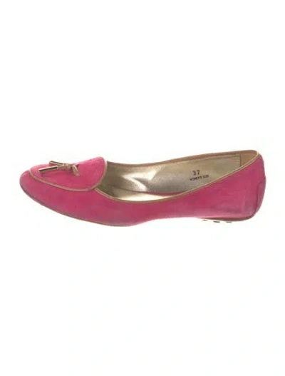 Pre-owned Tod's Suede Leather Trim Embellishment Ballet Flats In Pink