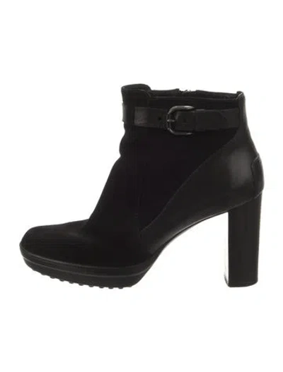 Pre-owned Tod's Suede Leather Trim Embellishment Boots In Black