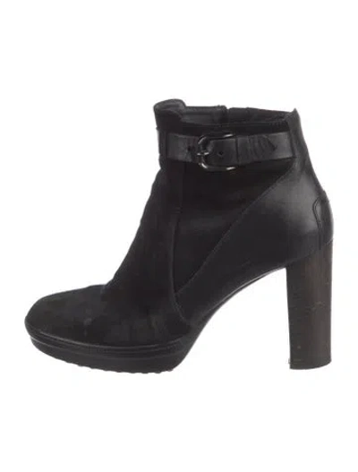 Pre-owned Tod's Suede Leather Trim Embellishment Boots In Black