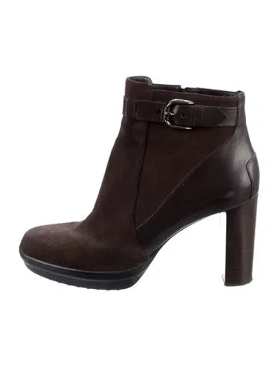 Pre-owned Tod's Suede Leather Trim Embellishment Boots In Brown