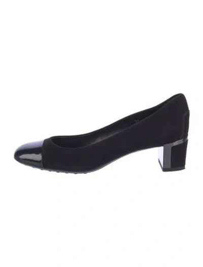 Pre-owned Tod's Suede Leather Trim Embellishment Flats In Black