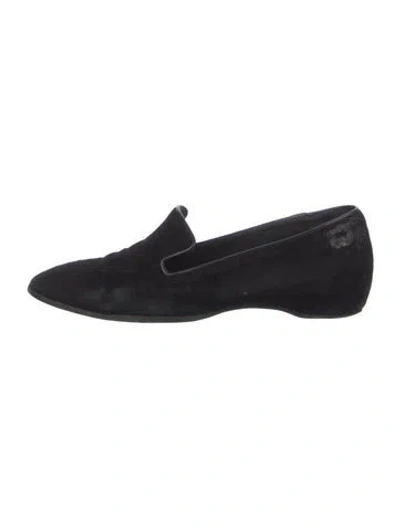 Pre-owned Tod's Suede Leather Trim Embellishment Loafers In Black