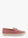Tod's Suede Loafer With Metal Detail In Pink