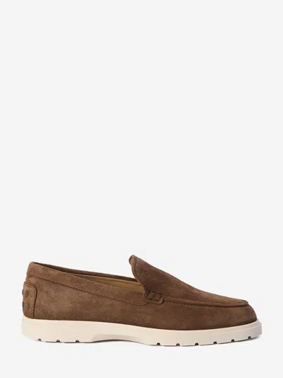 Tod's Suede Loafers In Beige