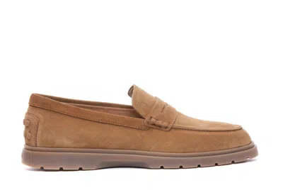 Tod's Suede Loafers In Beige