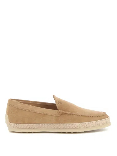 Tod's Suede Loafers In Beis