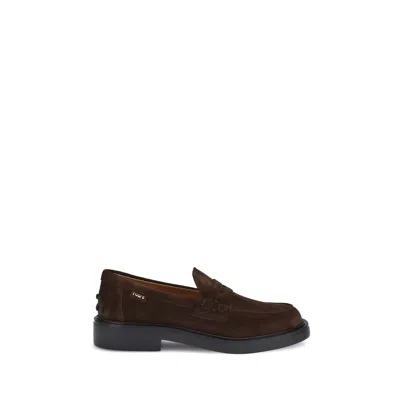 Tod's Suede Loafers In Black