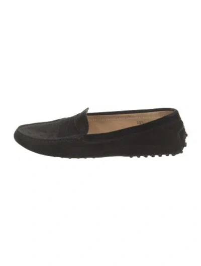 Pre-owned Tod's Suede Loafers In Black