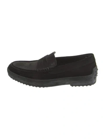 Pre-owned Tod's Suede Loafers In Black
