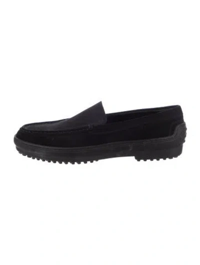 Pre-owned Tod's Suede Loafers In Black/blue