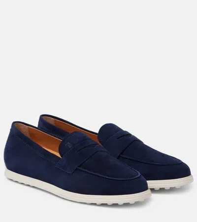 Tod's Suede Loafers In Blue