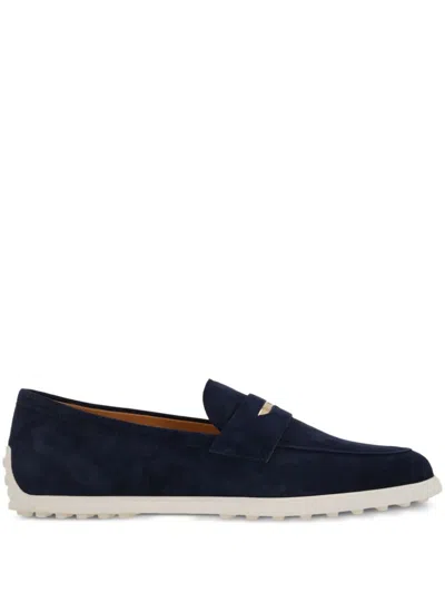Tod's Suede Loafers In Blue