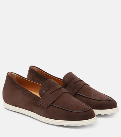 Tod's Suede Loafers In Brown