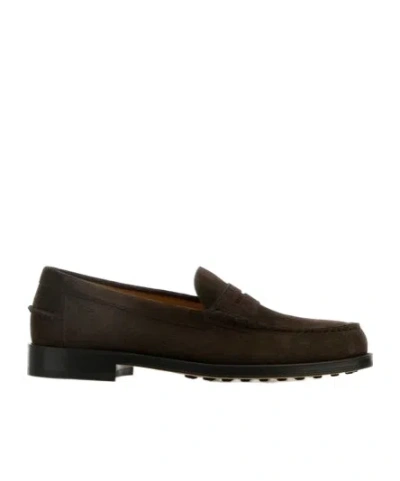 Tod's Suede Loafers In Brown