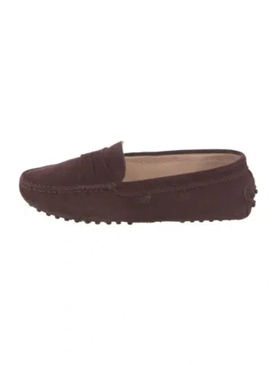 Pre-owned Tod's Suede Loafers In Burgundy