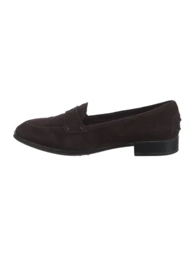 Pre-owned Tod's Suede Loafers In Burgundy