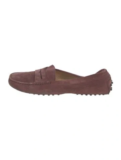 Pre-owned Tod's Suede Loafers In Burgundy
