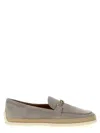 Tod's Suede Loafers Rubber Sole Gold-tone Hardware In Gray