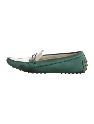 Pre-owned Tod's Suede Loafers In Green