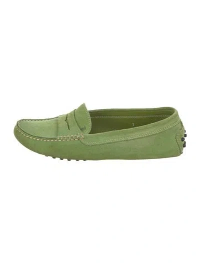 Pre-owned Tod's Suede Loafers In Green
