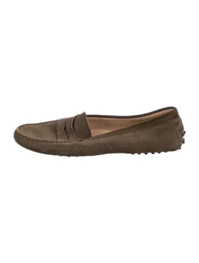 Pre-owned Tod's Suede Loafers In Green