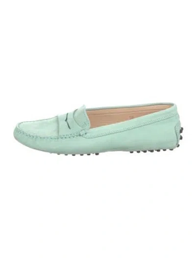 Pre-owned Tod's Suede Loafers In Green