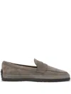 Tod's Loafers Featuring Braided Trim And Penny Strap In Grey