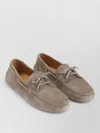Tod's Suede Loafers Lace Detail Rubber Sole In Brown