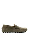 Tod's Suede Loafers In Olive