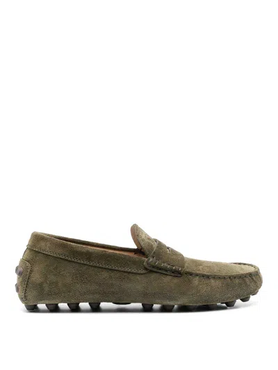Tod's Suede Loafers In Olive