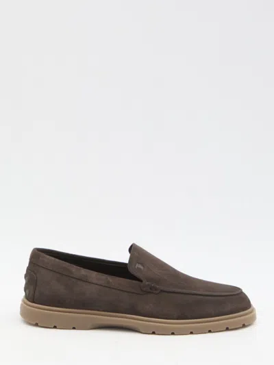 Tod's Suede Loafers In Brown