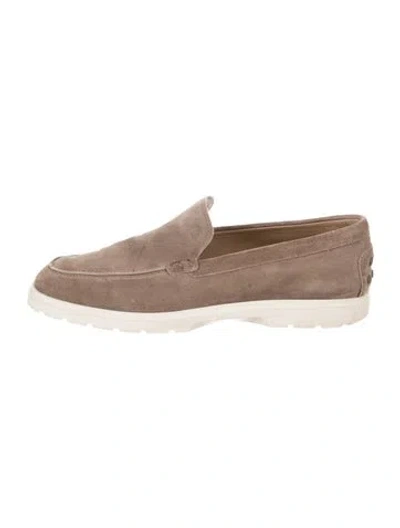 Pre-owned Tod's Suede Loafers In Neutral