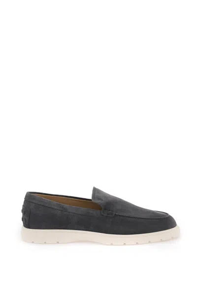 Tod's Suede Loafers In Ombra (grey)