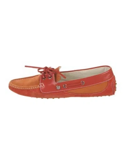 Pre-owned Tod's Suede Loafers In Orange
