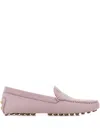 Tod's Suede Loafers With Engraved Logo On The Front In Pink