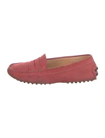 Pre-owned Tod's Suede Loafers In Pink