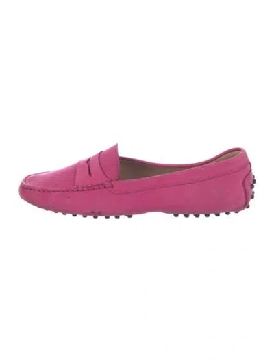 Pre-owned Tod's Suede Loafers In Pink