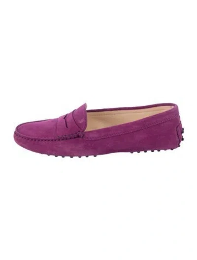 Pre-owned Tod's Suede Loafers In Purple