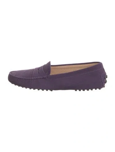 Pre-owned Tod's Suede Loafers In Purple