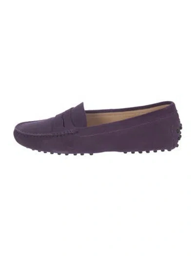 Pre-owned Tod's Suede Loafers In Purple