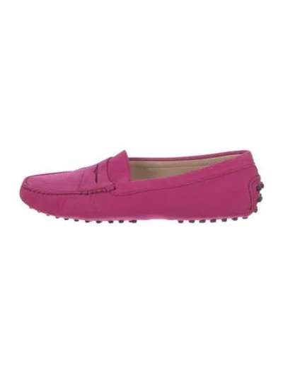 Pre-owned Tod's Suede Loafers In Purple