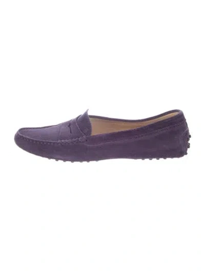 Pre-owned Tod's Suede Loafers In Purple