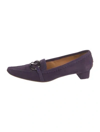 Pre-owned Tod's Suede Loafers In Purple