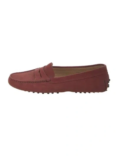 Pre-owned Tod's Suede Loafers In Red