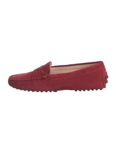 Pre-owned Tod's Suede Loafers In Red