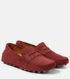Tod's Suede Loafers In Red