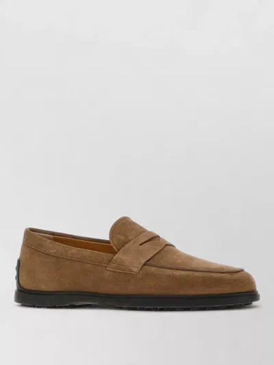 Tod's Suede Loafers Refined Shape Comfortable Fit In Brown